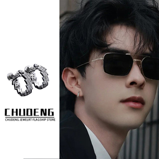 满钻闪电耳夹无耳洞男款耳骨夹螺旋扣小众设计轻奢高级感耳饰品