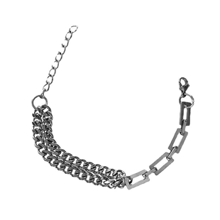 双层拼接手链ins小众设计高级感嘻哈钛钢手链男款简约潮轻奢高街