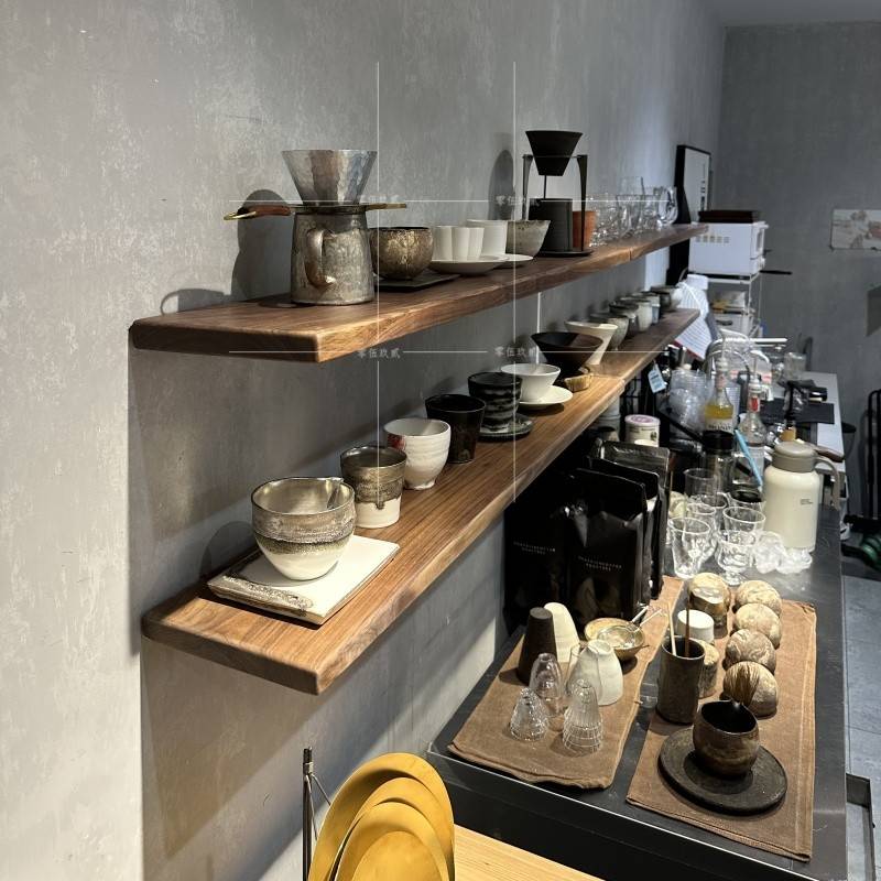 悬厅实墙木墙上咖物架一室字置隔板09878收纳景民空宿电柜啡壁茶