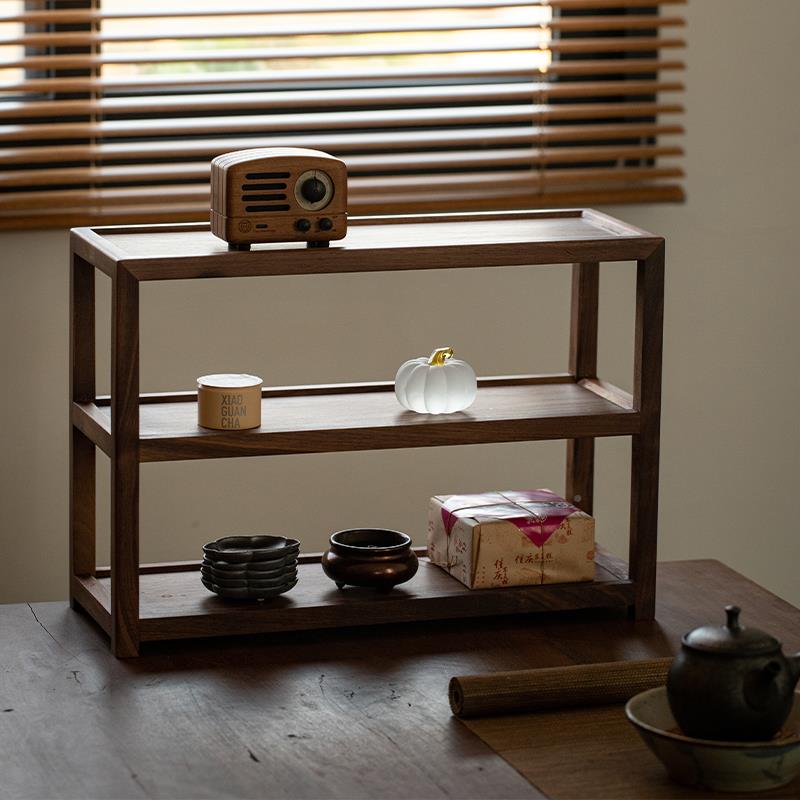 黑桃木面多宝65016茶杯桌架子茶玩具收架纳架展阁架胡型茶具置示