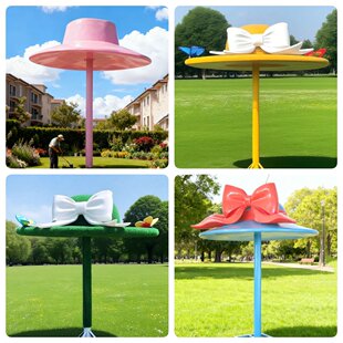 网红巨型仿真草帽玻璃钢雕塑户外遮阳凉亭园林景区美陈景观大草帽