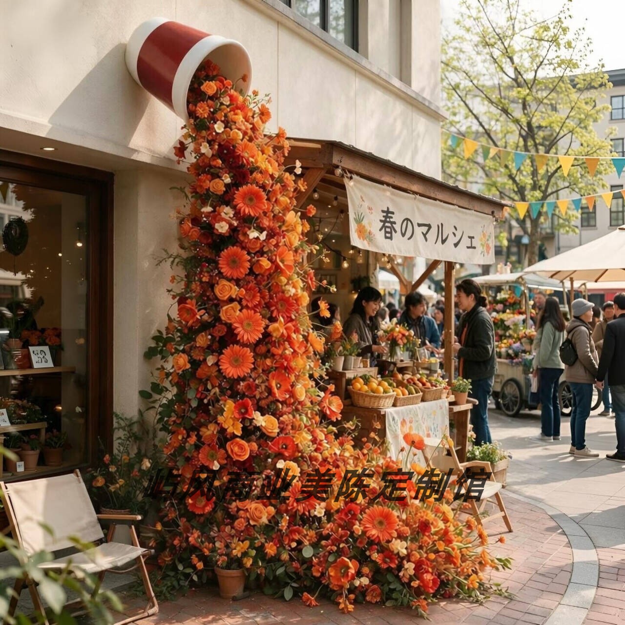 美拉德仿真花瀑布花店铺橱窗景区