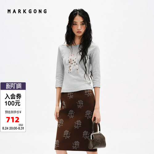 MARKGONG七分袖荡领露背