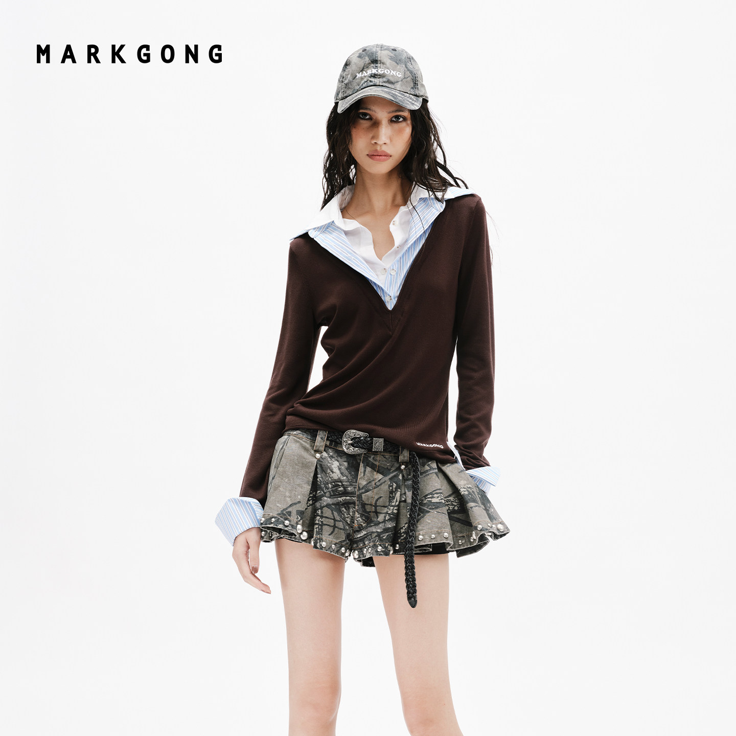 MARKGONG多层领长袖针织图片