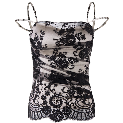 【MARKGONG】秋冬流行设计感休闲流行独特优雅蕾丝双层吊带上衣