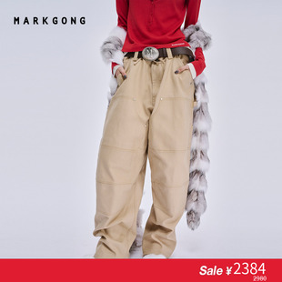 【SALE】【MARKGONG】通勤军绿卡其工装裤流行秋冬休闲女装上衣