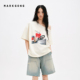 MARKGONG 设计感动物图案斜开肩短袖 T恤2026早春新品 女装 上衣