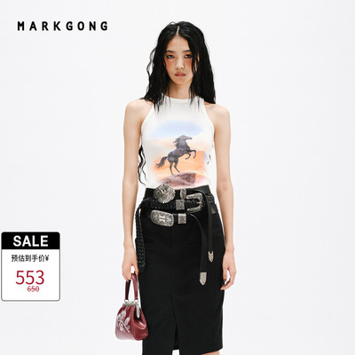 MARKGONG复古印花背心
