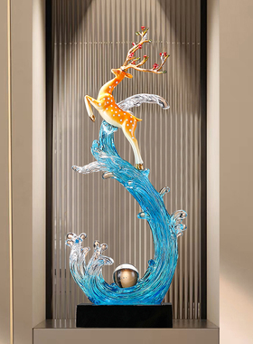 风生水起轻奢高档大摆件玄关造景客厅入户进门入门高装饰品高级感