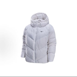 NIKE耐克 女款纯色防风防泼水连帽面包羽绒服白色女款HF7871-100