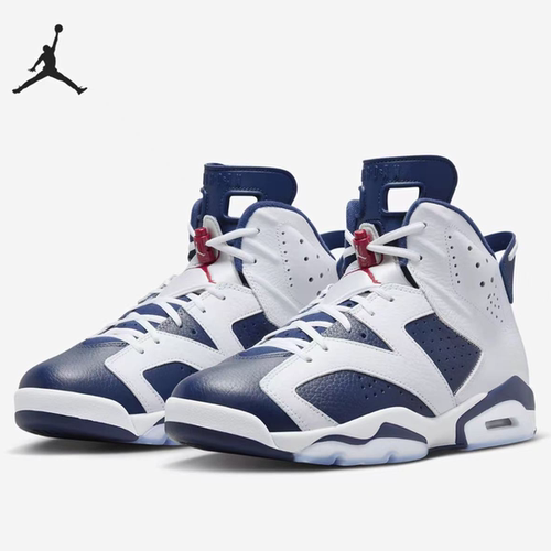 NIKE/耐克 Air Jordan 6 潮流高帮复古篮球鞋 白蓝CT8529-164