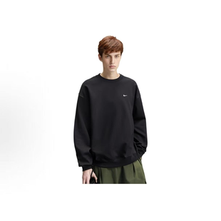 NIKE耐克 SOLO Swoosh 纯色套头宽松黑色男款加绒卫衣 DX1362-010