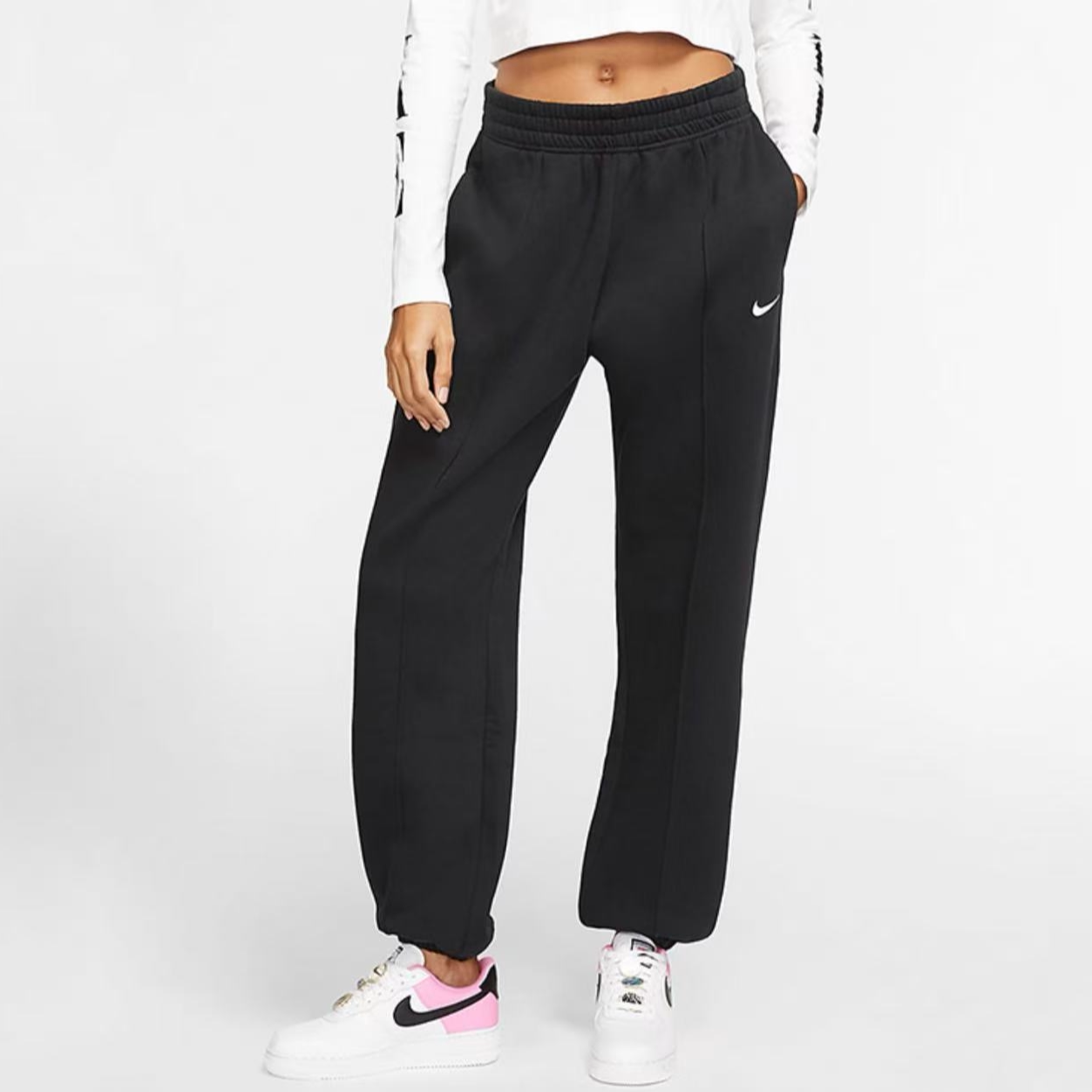 Nike耐克 Sportswear 起绒保暖女子黑色休闲运动裤 BV4090-010