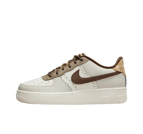 Nike AirForce1Low防滑耐磨低帮板鞋GS白棕 FV3702-121