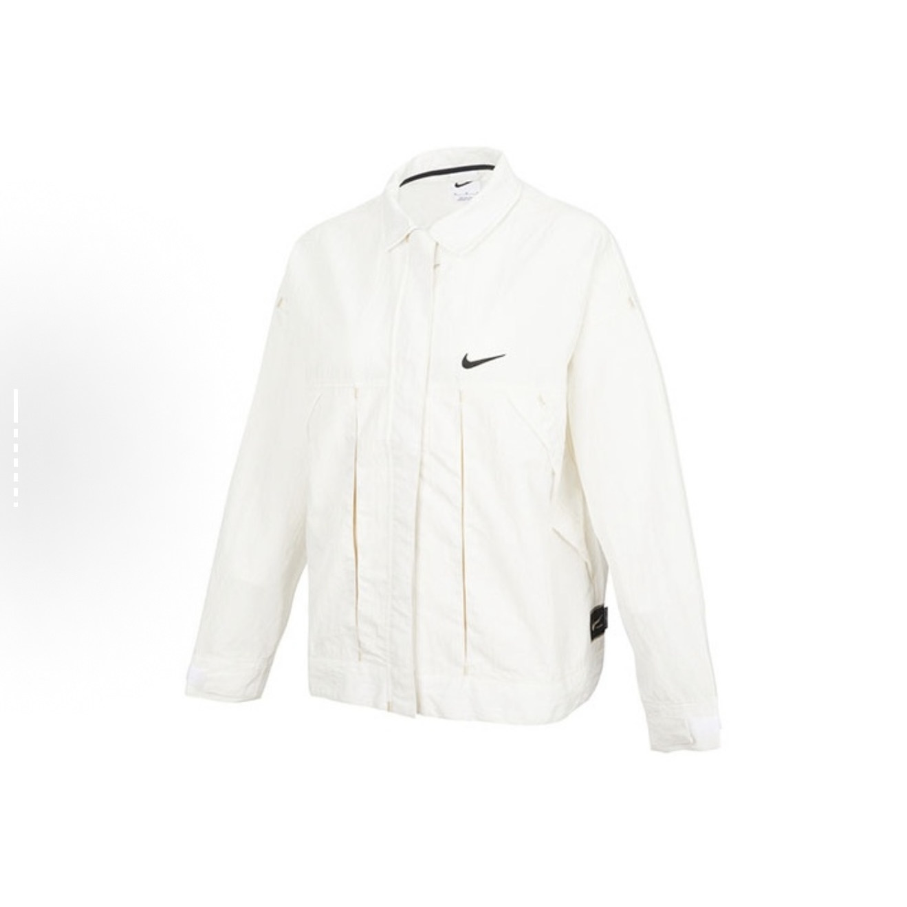 Nike 后背长袖Logo梭织衬衫翻领夹克 女款 幻影灰白DM6204-030