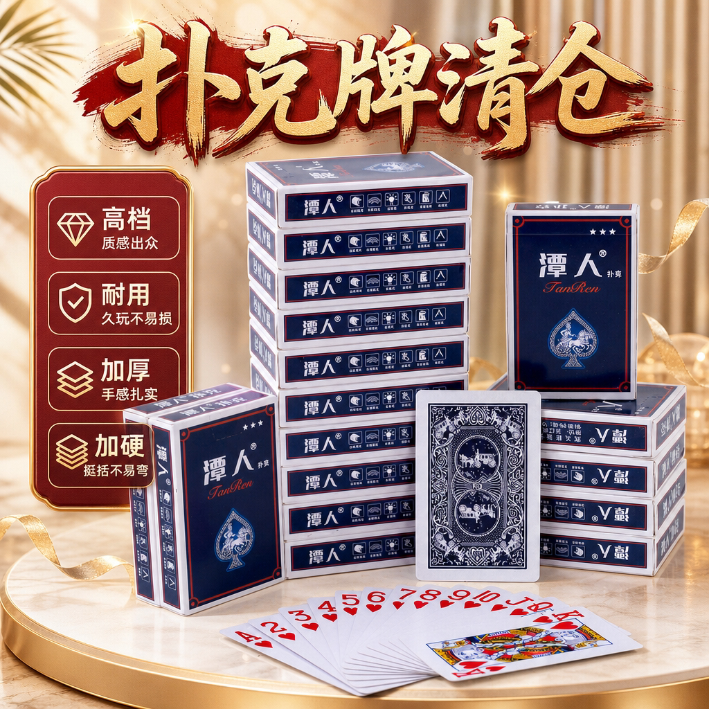 潭人高档纯木浆加硬厚扑克牌