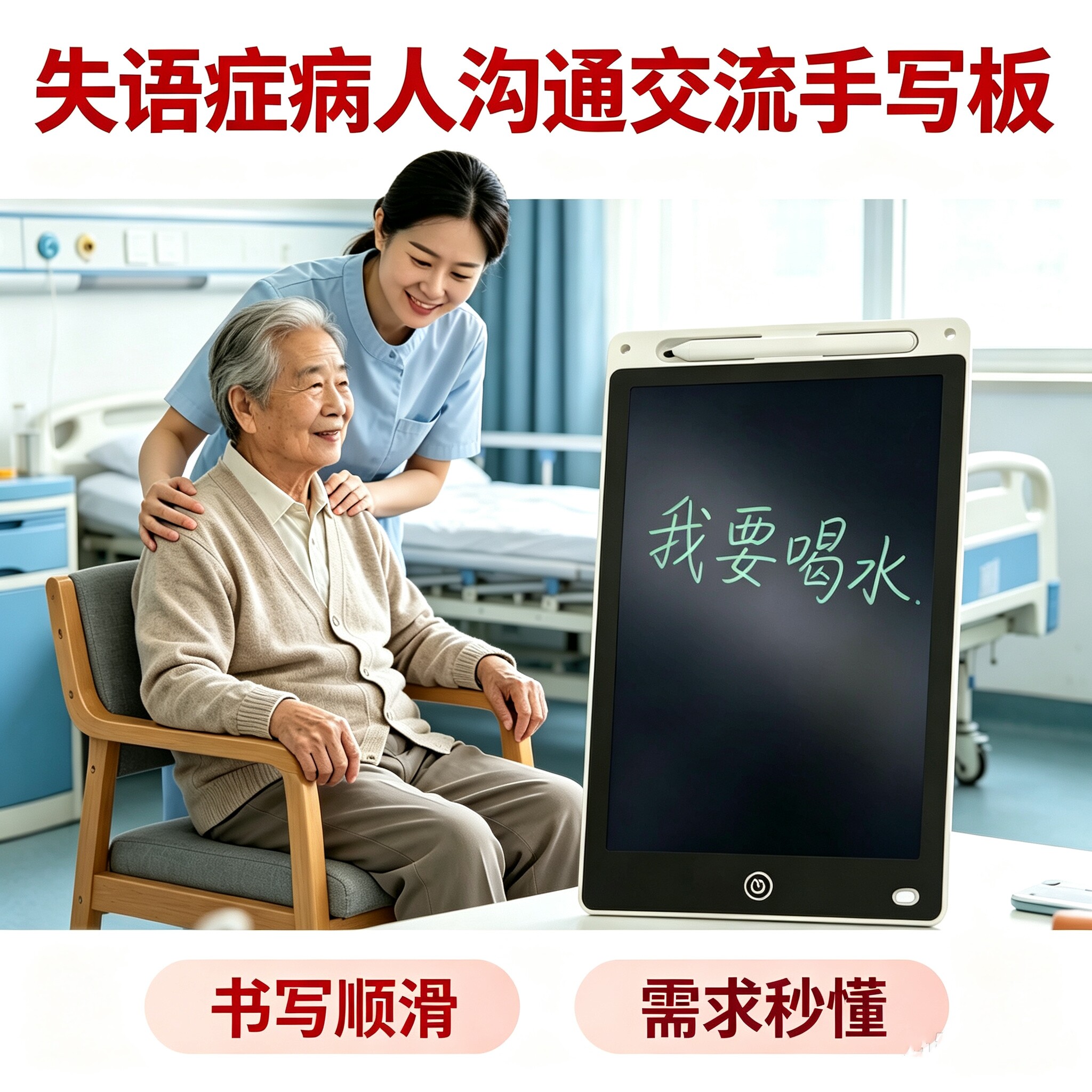 老人中风失语一键清除手写板