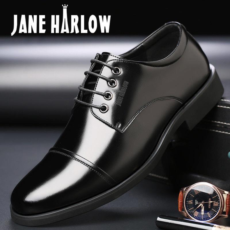 2025新款牛皮鞋男商务正装皮鞋男三接头内增高男款真牛皮