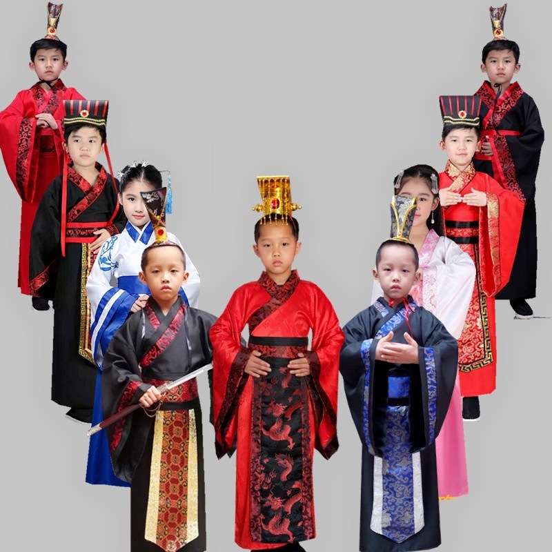 儿童古装汉服男孩晏子使楚春秋战国秦汉楚帝王大臣服装话剧