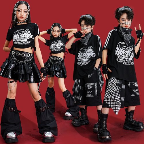 儿童街舞演出服少儿hiphop嘻哈套装女童爵士舞服装男孩炸街表演