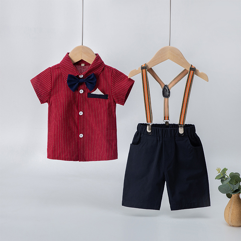 儿童西装男童周岁生日礼服男宝宝花童婚礼小西服套装婴儿背带裤