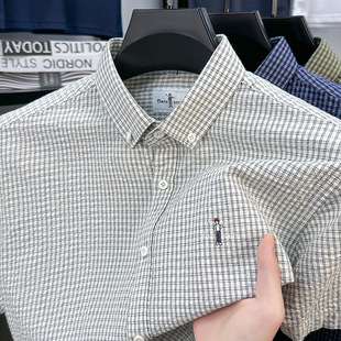 衬衫 男士 新款 开衫 2025夏季 宽松休闲衬衣男半袖 纯棉刺绣透气短袖