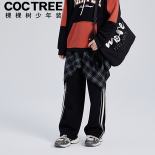 COCOTREE棵棵树青少年长裤冬季男大童宽松美工帅气加厚加绒工装裤