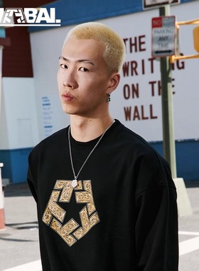 【清仓福利】TRIBAL 金属雕花TSTAR圆领卫衣美式街头潮牌宽松圆领