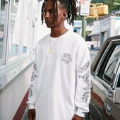 TRIBAL 街头潮牌街舞滑板情侣宽松圆领T T恤美式 龙插画花臂袖 长袖