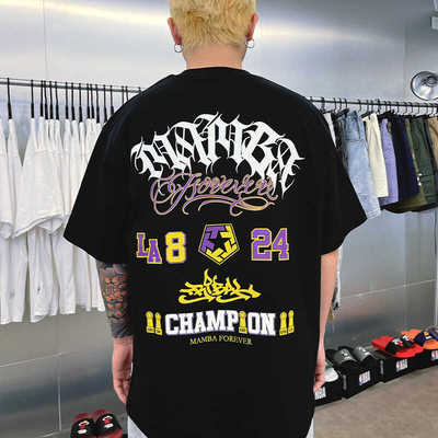 宽松街舞科比纪念款潮牌短袖情侣