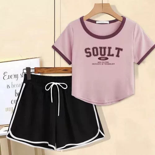 Летний комплект для отдыха, короткая спортивная футболка для школьников, подходит для подростков, по фигуре