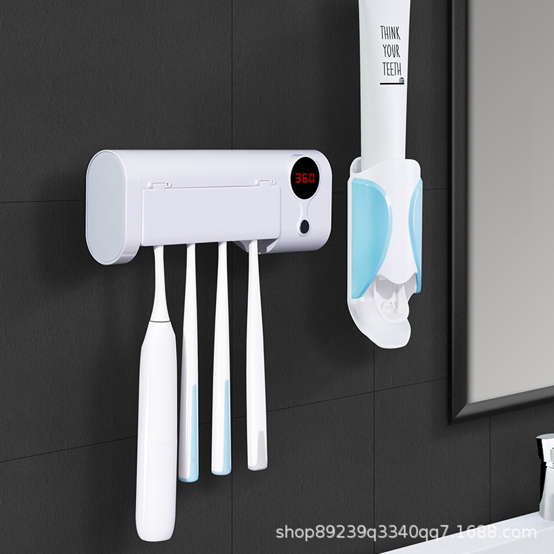 智能牙刷消毒器紫外线杀菌电动壁挂式牙膏网红刷牙杯收纳盒置物架
