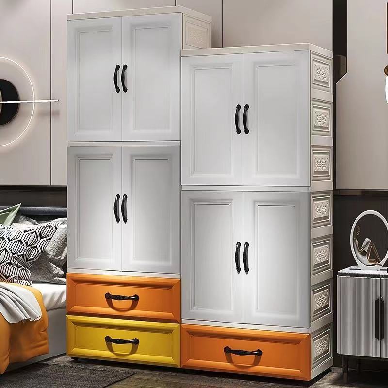 简易开门衣柜家用卧室简约衣橱儿童塑料收纳柜宝宝婴儿挂衣柜