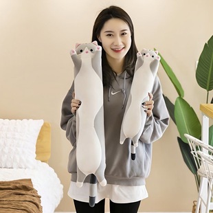 猫咪毛绒玩具长条夹腿睡觉抱枕床上公仔玩偶布娃娃抱抱熊可爱女生