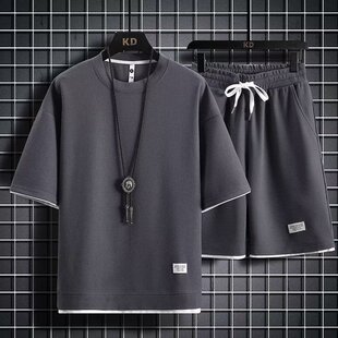 休闲运动套装男夏季冰感潮流宽松