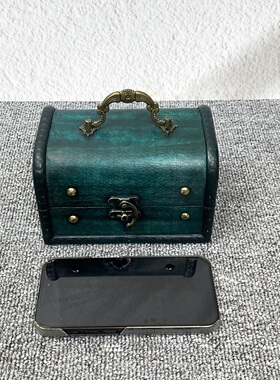 墨绿色古风小木盒新中式做旧小箱子小饰品戒指项链收纳盒拍摄道具