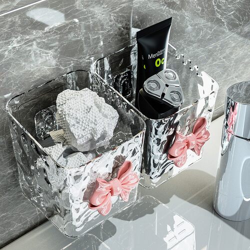 水波纹蝴蝶结洗脸巾收纳盒
