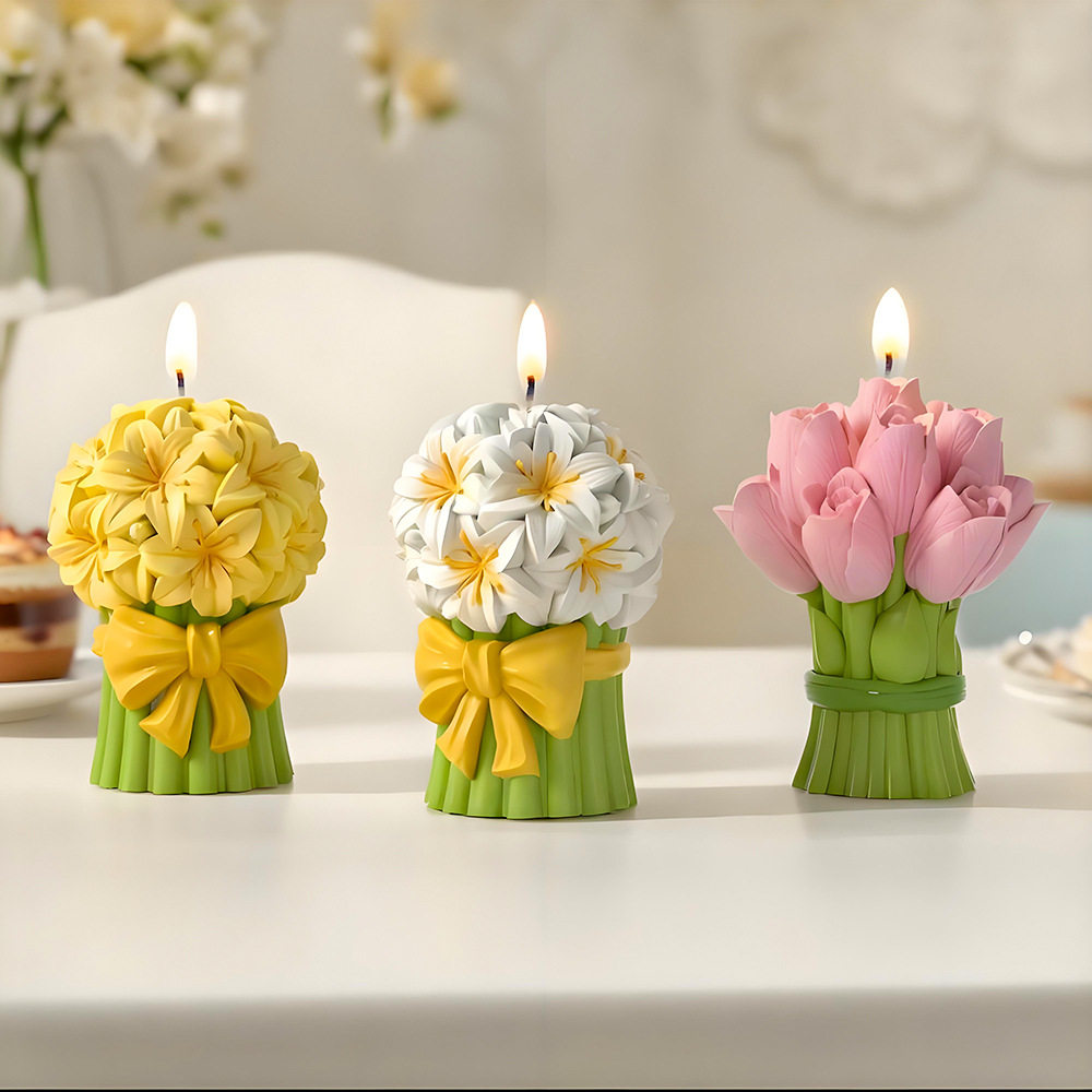 郁金香花束蜡烛硅胶模具d