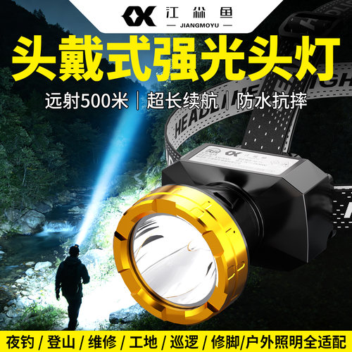 头戴式强光头灯超长续航100小时2026新款超亮充电照明矿灯手电筒 - 封面
