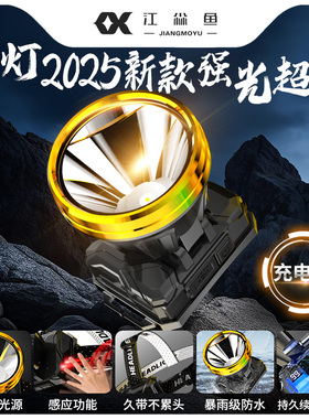 头灯2025新款强光超亮超长续航100小时led感应头戴式照明灯手电筒
