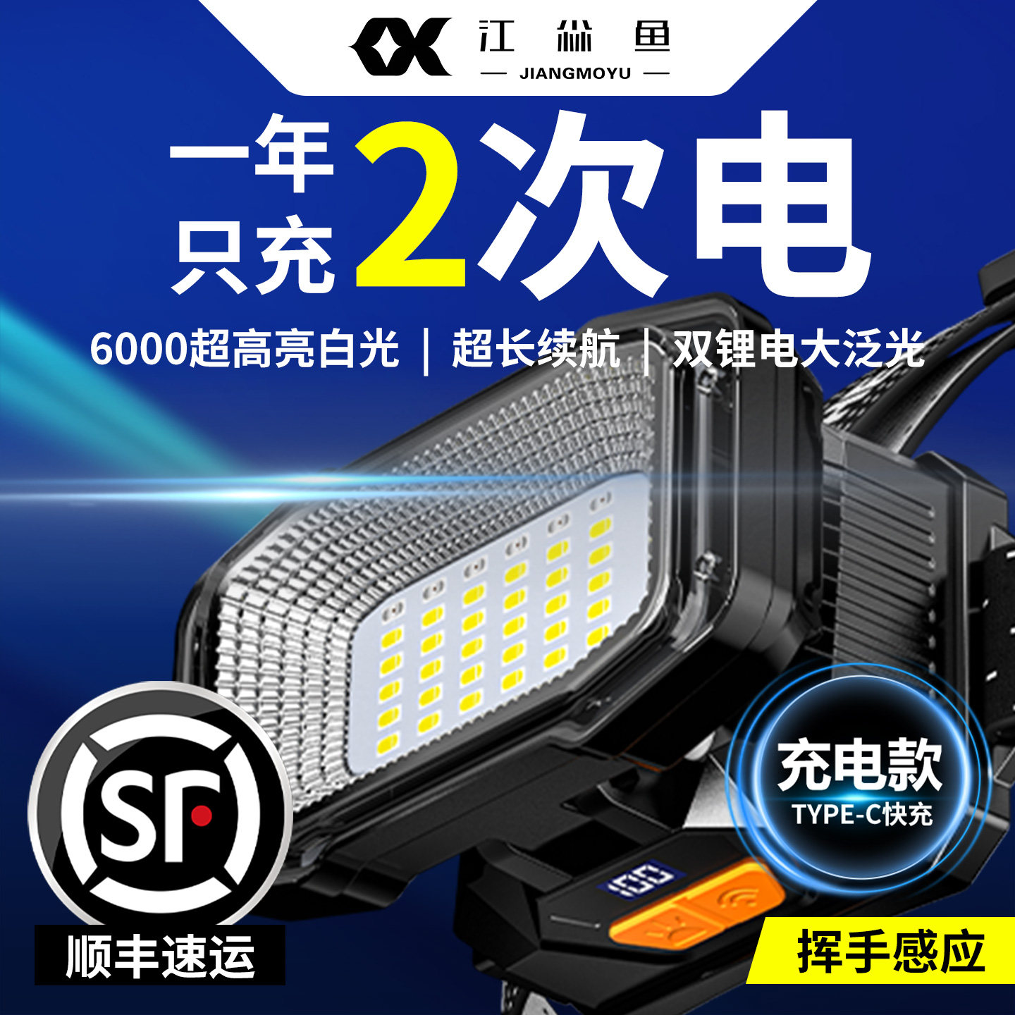 大泛光头灯2026新款强光超亮充电户外赶海头戴式钓鱼专用感应散光