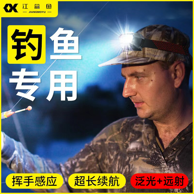 江尛鱼头灯钓鱼专用感应夜钓登山