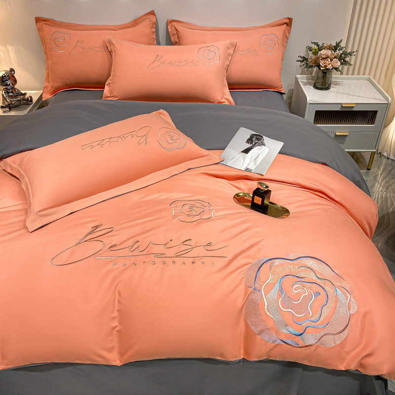 2023新款亲肤雅棉刺绣四件套加厚床单被套学生三件套床上用品