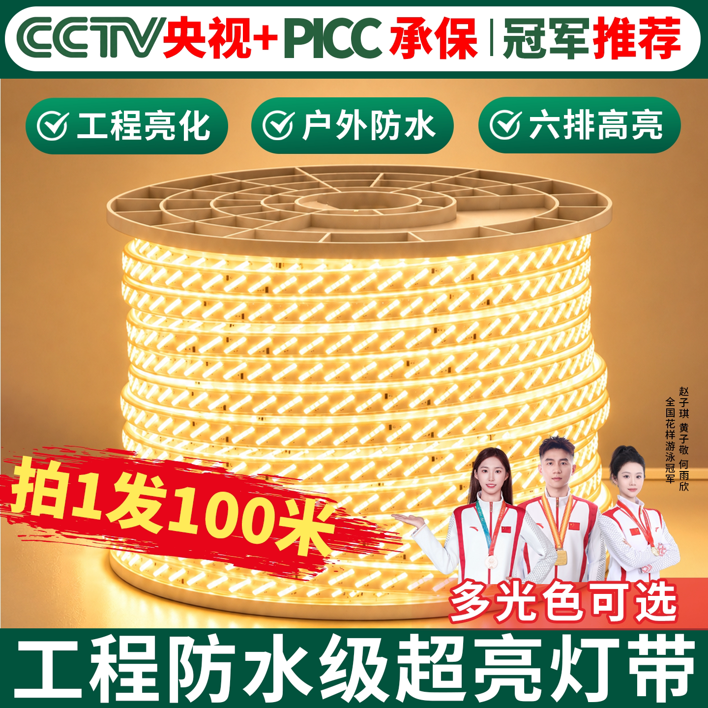 600珠超亮LED灯带220V户外防水工程亮化室外客厅家用灯条店铺商用
