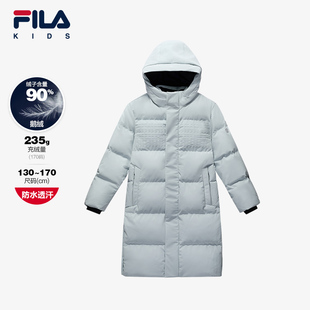 新款 2024冬季 FILA斐乐儿童羽绒服中长款 男中大童外套 防水透湿