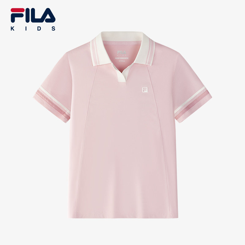 FILA 斐乐童装女童短袖POLO衫2025夏季款儿童运动针织上衣 - 实物图