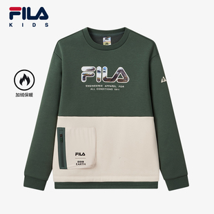 儿童卫衣2024冬新款 FILA 斐乐童装 EARTH联名系列 男童上衣 BBC