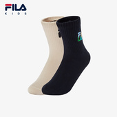 男小童运动中腰袜2件装 FILA斐乐儿童抗菌防臭袜子2024秋季 新款