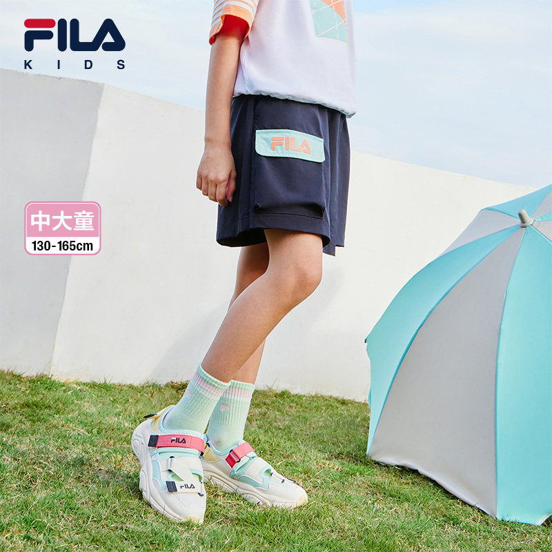 FILA斐乐童装儿童运动裤子2024夏季新款中大童短裤女童梭织裤裙潮