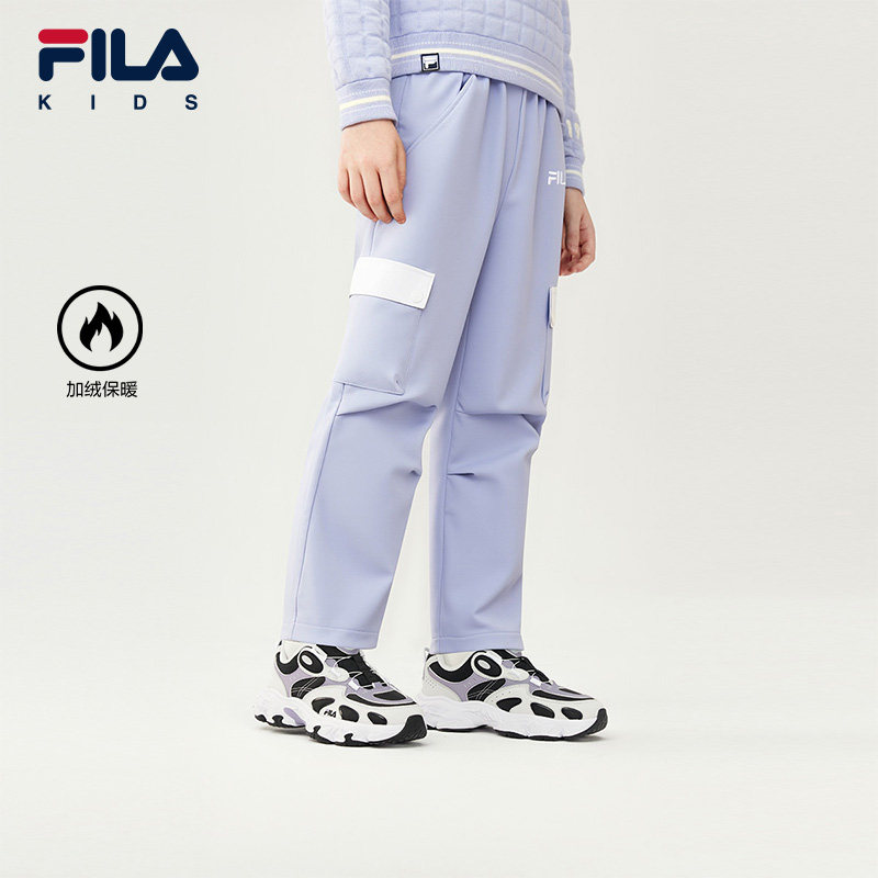 FILA斐乐中大童休闲加绒直筒裤子